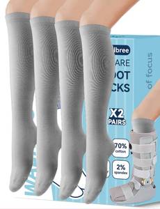 lot 20442 image: Mellbree Walking Boot Socks, 2Pairs Replacement Socks Liner for Orthopedic Walker Brace Compatible with Air Cam Walkers and Fracture Boot for Men and Women Cast Surgical leg Cover, Grey