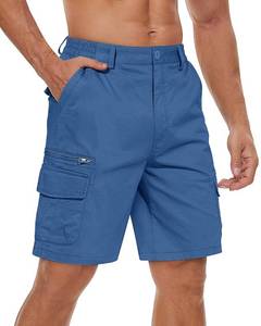 lot 20455 image: TACVASEN Mens Cargo Shorts with 7 Pockets Classic Casual Cotton Flat Shorts Blue Grey, 30 Medium