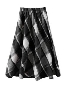 lot 20464 image: GORGLITTER Womens Plus Size Plaid Long Maxi Skirts Fall Dressy Trendy Flannel High Waisted Casual Winter Flowy Skirts Grey X-Large Plus