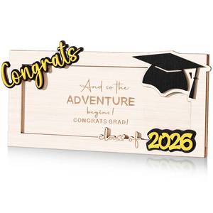 lot 20476 image: Moinchore Graduation Money Gift Holder Wooden Graduation Card Box Cash Holder Class of 2026 Cash Envelope Money Wallet Senior College University Congrats Grad Money Present for Grad (Black,Classic)