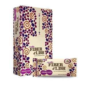 lot 20480 image: NuGo Fiber d Lish Cinnamon Raisin  12g High Fiber  Vegan  16 Count