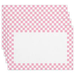 lot 20484 image: Pink Gingham Cotton Linen Placemats Set of 4, 12x18 Table Mat for Family Dinners Wedding Parties Restaurant Kitchen Decoration, Waterproof Washable Heat Resistant Place Mats -a15