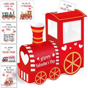 lot 20485 image: Bstoyder Valentines Day Box and Cards for Kids School, 33 Pack Train Valentines Gift Box and Cards for Kids Classroom Exchange, School Party Favors (1 Train MailBox, 32 Cards, 1 Teacher Card)