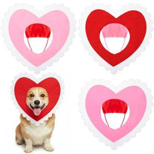 lot 20486 image: Abbylike 3 Pcs Valentines Day Dog ����Costume for Small Heart Shaped Outfits Headwear Red Pink White Cute Pet Hat Clothes Adjustable Love Themed Gift for Cats and Dogs Birthday Holiday Party