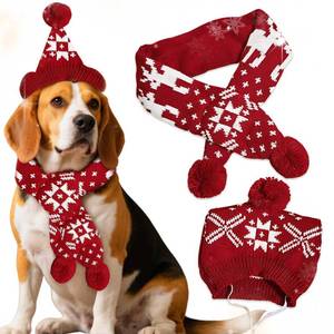 lot 20493 image: JeVenis Christmas Antler for Dog Reindeer Xmas Pet Red Scarf Winter Neck Warmer Christmas Festive Party Dress-up for Pets Large