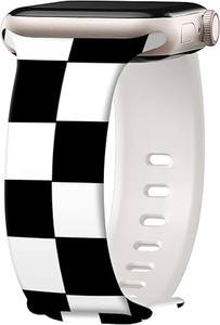 lot 12166 image: Dasuswish Sport Band Compatible for iWatch Checkered Black White