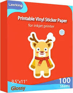 lot 18162 image: 100 Sheet Printable Vinyl Sticker Paper (Glossy)