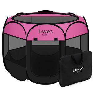 lot 6231 image: Loves cabin Pet Puppy Dog Playpen, Small Dog Tent Crates Cage IndoorOutdoor, Portable Playpen for Cat, Foldable Pop Up Dog Kennel Playpen with Carring Case, Removable Zipper Top, Pink