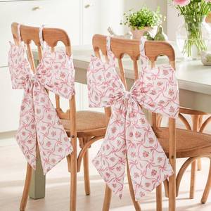 lot 6232 image: Suncalla 4 Pcs Floral Bow Wedding Chair Back Covers Elegant Bridal Shower Chair Slipcovers Removable Dining Chairs Bow Decor for Reception Bridal Party Birthday