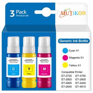 lot 6244 image: Mutikor T522 Ink Refill Bottles Color Compatible T522 Ink Color Combo Pack Replacements for ET-2800 ET-2803 ET-3760 ET-2850 ET-3850 ET-15000 ET-2760 2720 Printer, 3 Pack