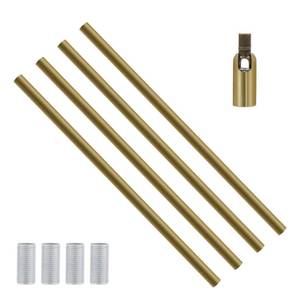 lot 6260 image: Antrader M10 Threaded Extension Rod 4pcs Lighting Fixture Stems with 1pcs 180 Degree Sloped Ceiling Adapters for Pendant Light,Light Fixture Parts Replacement 12-inch Length Gold Color