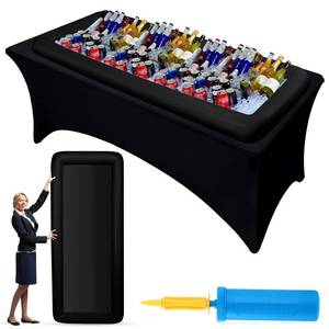 lot 9460 image: Halloscume Large Inflatable Serving Bar 72 x 30 x 5 Inflatable Ice Serving Buffet Bar Inflatable Cooler Ice Buffet Salad Serving Trays with Drain Plug for Pool Outdoor Party Picnic(Black,1 Pack)