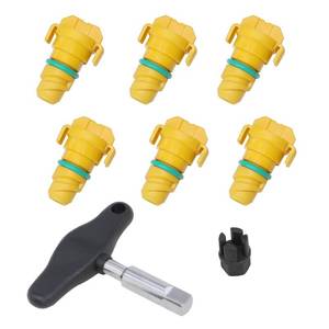 lot 10170 image: Oil Drain Plug 8 Pack Compatible with Ford F150 Mustang Bronco Edge Lincoln Explorer 2.7, 3.0, 3.5, 5.0 KX6Z6730B KX6Z-6730-B FT4Z-6730-A BC3Z-6730-A with Oil Drain Plug Removal Tool and Adapter