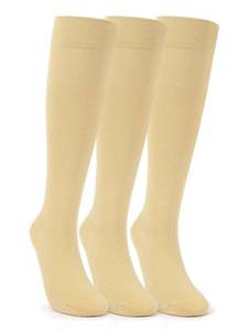 lot 10192 image: HiColorful Everyday Knee High Support Socks for Nurses Teachers Travelers �� 65% Cotton, Snug Fit & Breathable Comfort �� Great for Long Hours on Feet Beige Medium-3 Pairs