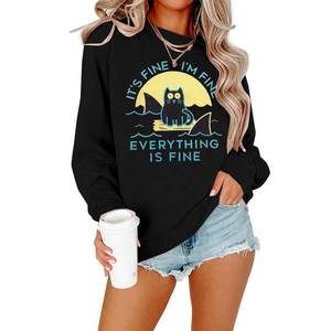 lot 10198 image: VILOVE Funny Sweatshirts for Women It��s Fine I��m Fine Everything is Fine Shirts Inspirational T-Shirt Cute Sayings Tee Tops Black, Medium