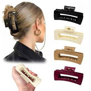 lot 10209 image: Large Soft Silicone Hair Clips for Thick Hair 4pcs, Non-Slip Ponytail Barrette Strong Hold Cloud Clip for Women Long Thick Hair (Red, Brown, Black, White)