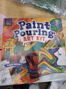 lot 10242 image: Purple Ladybug Paint Pouring Art Kit Jungle Galaxy Makes 3 Masterpieces