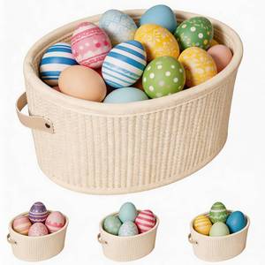 lot 3363 image: Small Baskets for Gifts Empty 3 Pack, Easter Basket for Gifts Home Decor, Woven Burr Basket for Storage with Handles, Decorative Cotton Rope Baskets for Baby Shower Diaper Toy, 13ftft x 9ftft x 7ftft
