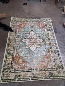 lot 3365 image: Area Rug Lot 2 pieces with Decorative Pattern first rug approx. 82 x 58 second approx. 120 x 92