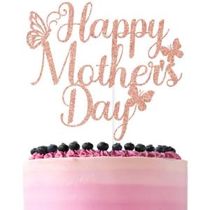 lot 4038 image: Rose Gold Glitter Happy Motherfts Day Cake Topper, Feliz Dia MamaHappy Birthday Mom, Butterfly Flower Themed Motherfts Day Party Decorations Supplies
