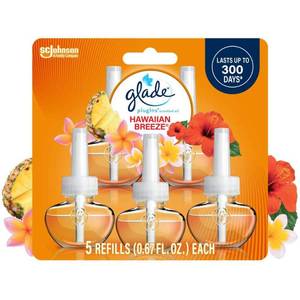 lot 4498 image: Glade Scented Oil Air Freshener Plug In Refills - Hawaiian Breeze - 3.35 fl oz5pk Spring, Summer, Paraben-Free