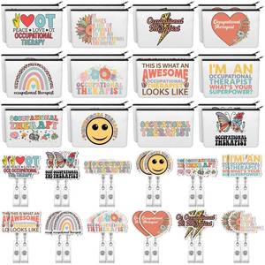 lot 5400 image: Suncalla 48 Pcs Occupational Therapy Gifts OT Month Appreciation Gifts Occupational Therapist Makeup Bag OT Badge Reels Doctor Nurse Healthcare Therapy Assistant Xmas Birthday Presents