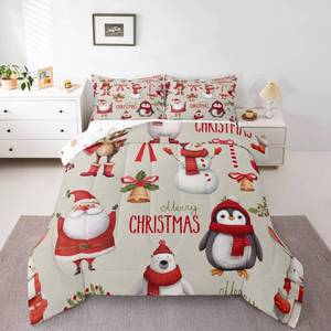 lot 5404 image: Erosebridal Merry Christmas Comforter Set, Kids Santa Claus Bedding Set Full Size, Cute Deer Penguin Down Comforter for Boys Girls Xmas Bedroom Decor Christmas Bell Snowman Duvet Sets