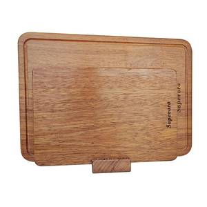 lot 5405 image: Sapevora Solid Teak Wood Cutting Board Set One Piece Non Glued Large Thick Crack Resistant Wooden Chopping Board with DeepJuice Grooves Built in Handles for Kitchen Meat Vegetable 13x8.7IN and10.2X6.3IN
