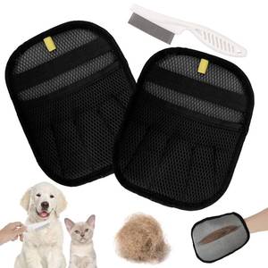 lot 6013 image: 1 Pair Pet Hair Removal Gloves, Reusable Five-Finger Electrostatic Grooming Remover Gloves with Comb Brush Tool Supplies for Cat Dog Hair Removal on Furniture Couch Pet Bed Carpet Rug Curtains