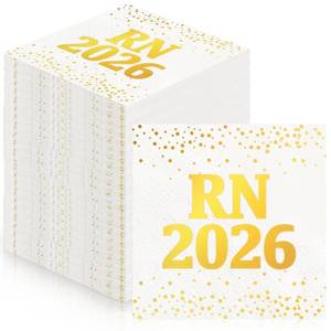 lot 6369 image: Ferrochef 100 Pcs RN 2026 Graduation Napkins, Nurse Graduation Party Decorations, Disposable RN 2026 Cocktail Napkins for Medical Nursing School Celebration Decor