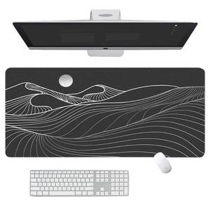 lot 6376 image: Wnddle Large Non-Slip Rubber Base, Extended Contour Gaming Mouse Mat for Home and Office (B) - Black, Desk and Keyboard Mat