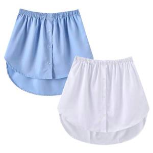 lot 6384 image: tagunop Womenfts Shirt Extender Removable Layering Skirts Half Length Undershirt Skirt with Buttons White and Blue 2XL