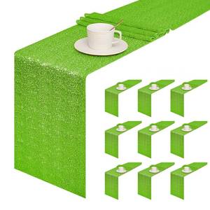 lot 6467 image: Sugargirl 10 Packs 12 x 72 inches Sequin Table Runner, Glitter Apple Green Table Runner for Birthday Party Supplies Wedding Holiday Celebration Event Decorations