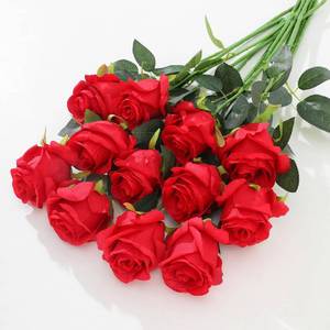 lot 6473 image: LILUYTO 12Pcs Realistic Fake Red Roses Faux Flowers with Long Stems, Artificial Silk Rose Flowers for Valentines Day Home Wedding Decor Bridal Bouquet