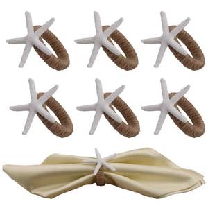 lot 6476 image: Starfish Napkin Rings, Set of 6 � Coastal Beach Table Decor, Nautical Napkin Holders for Parties, Celebrations and Home Dining