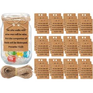lot 10382 image: Eaasty 36pcs Christian Bible Verse Tags for Mason Jars Jesus Faith Gift Tags Back to School Gift Tag with String 3 x 2.2 Inch Graduation Centerpiece with Jute String Decor Mason Jars DIY Crafts