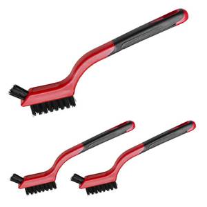 lot 10402 image: 3PCS Car Cleaning Brush Set, Small Stainless Steel Cleaning Tools, Deep Rust Remover Wire Brush with Curved Handle Grip, Car Detail Brushes for Scrubbing Dirt, Paint (Steel)