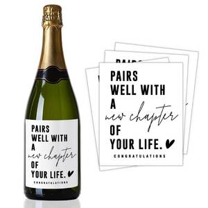 lot 10403 image: 8 Pcs Pairs Well with New Chapter Wine Label Sticker, 4 x 5 in Waterproof Housewarming New Place Label Gift for Her Him, Home Party Realtor Gifts Supplies-Label20