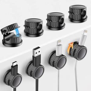 lot 10420 image: 8 Pack Magnetic Cord Organizer, Bljcky 360 Rotatable Cord Clip Holder, Strong Adhesive, No-Residue, Cable Cord Management for HomeCarOfficeDeskNightstand