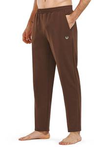 lot 10423 image: NORTHYARD Menfts Yoga Casual Sweatpants Cotton Athletic Lounge Pants Open Bottom Loose Exercise Straight Leg Pant with Pockets DARKKHAKI L
