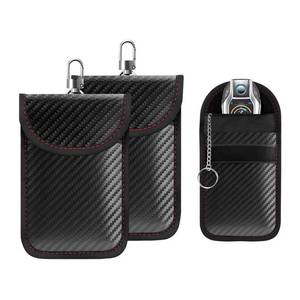lot 10430 image: Yourkar 2PCS Car Key Faraday Pouch, RFID Signal Blocking Key Pouch, Carbon Fiber Key Faraday Bag Pocket, Car Accessories (Small)