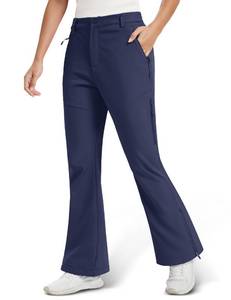 lot 11422 image: MAGCOMSEN Ski Pants Women Waterproof Insulated Snow Winter Outdoor Flare Pants Warm Fleece Windproof Softshell Navy, S