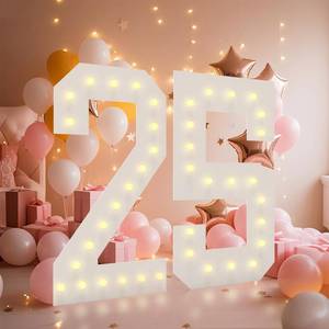 lot 11431 image: 4FT Light Up Numbers, Marquee Numbers 4 Feet Tall Giant Number 25 Mosaic Big Number Sign for 25th Birthday Party Backdrop Anniversary Decorations, Pre-Cut Large Frame