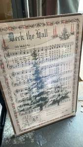 lot 11466 image: Deck the Hall Sheet Music Print Framed Old Welsh Air 24x36in