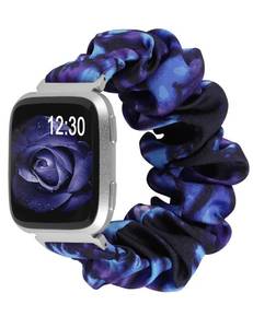 lot 12000 image: TOYOUTHS Scrunchie Bands Compatible with Fitbit Versa 2 Versa Lite Special Edition Women and Men Cute Elastic Fabric Strap Pattern Replacement Bracelet Scrunchy Wristband (Tie Dye Blue Purple, Large)