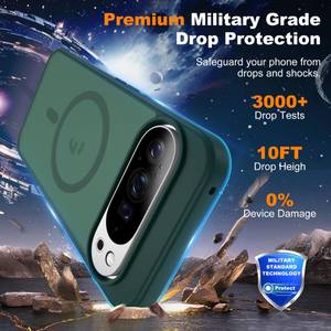 lot 12001 image: XIEWE Compatible with Google Pixel 10 Pro XL Case with Magnetic Compatible with Mag-SafeMilitary Grade Drop Protection Slim Translucent Matte Phone Case with Anti-Fingerprint Tech, Green