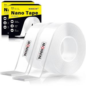 lot 12290 image: Double Sided Heavy Duty Extra Strong Adhesive Tape -IndoorOutdoor General Purpose Nano Tape for securing Picture Frames, Carpets. - Reusable and Without Leaving Adhesive Marks (2 Pack)