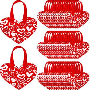 lot 12296 image: Wesnoy 36 Pcs Motherfts Day Goodie Bags with Handles Resealable Red Heart Gift Bag Non Woven Heart Treat Tote Bags Bulk for Mom Gifts 9.8 x 7 Inch