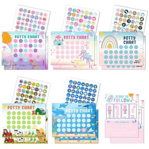 lot 12298 image: Potty Training Chart for Toddler 5 Fun Styles 17 PCS Potty Chart for Girls with 315 Stickers for Kids Potty Training Reward