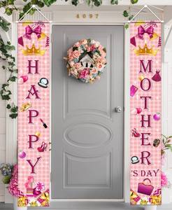 lot 12300 image: Happy Motherfts Day Porch Sign Decorations Pink Front Door Hanging Sign Motherfts Day Party Supplies for Home Indoor Outdoor Wall Decorations 2pcs(Porch Sign)